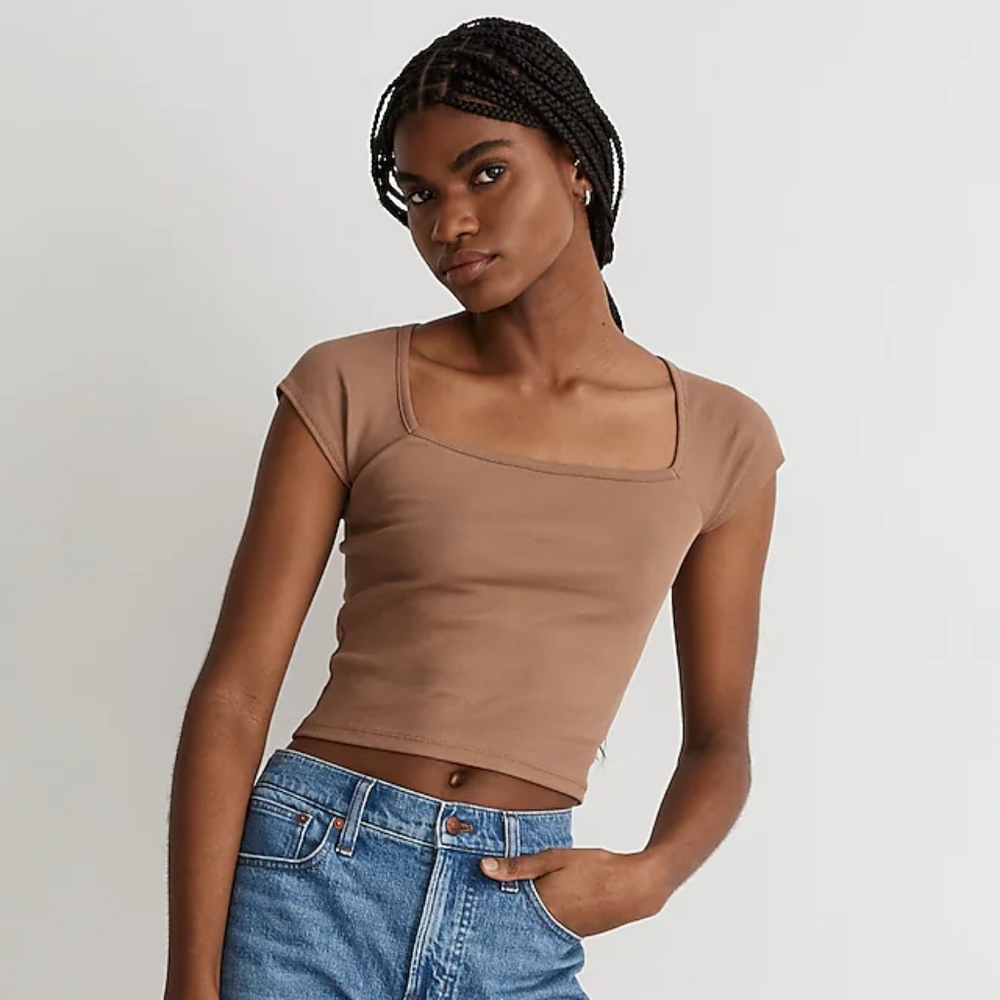 Madewell Brightside Rib Square-Neck Tee